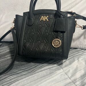 Anne Klein Black Embossed Satchel